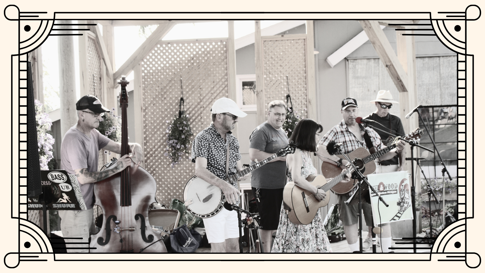 The band, Steel & Wood performing on the amphitheater stage at Lavender Hill Farm.